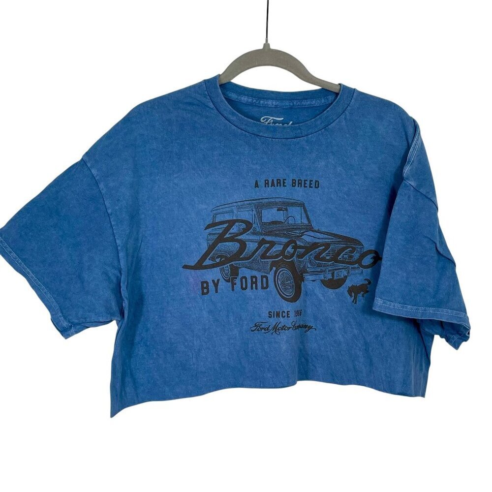 NWOT Ford Bronco Graphic Crop Top Blue Vintage-Style Tee Oversized Fit XL - Picture 2 of 9